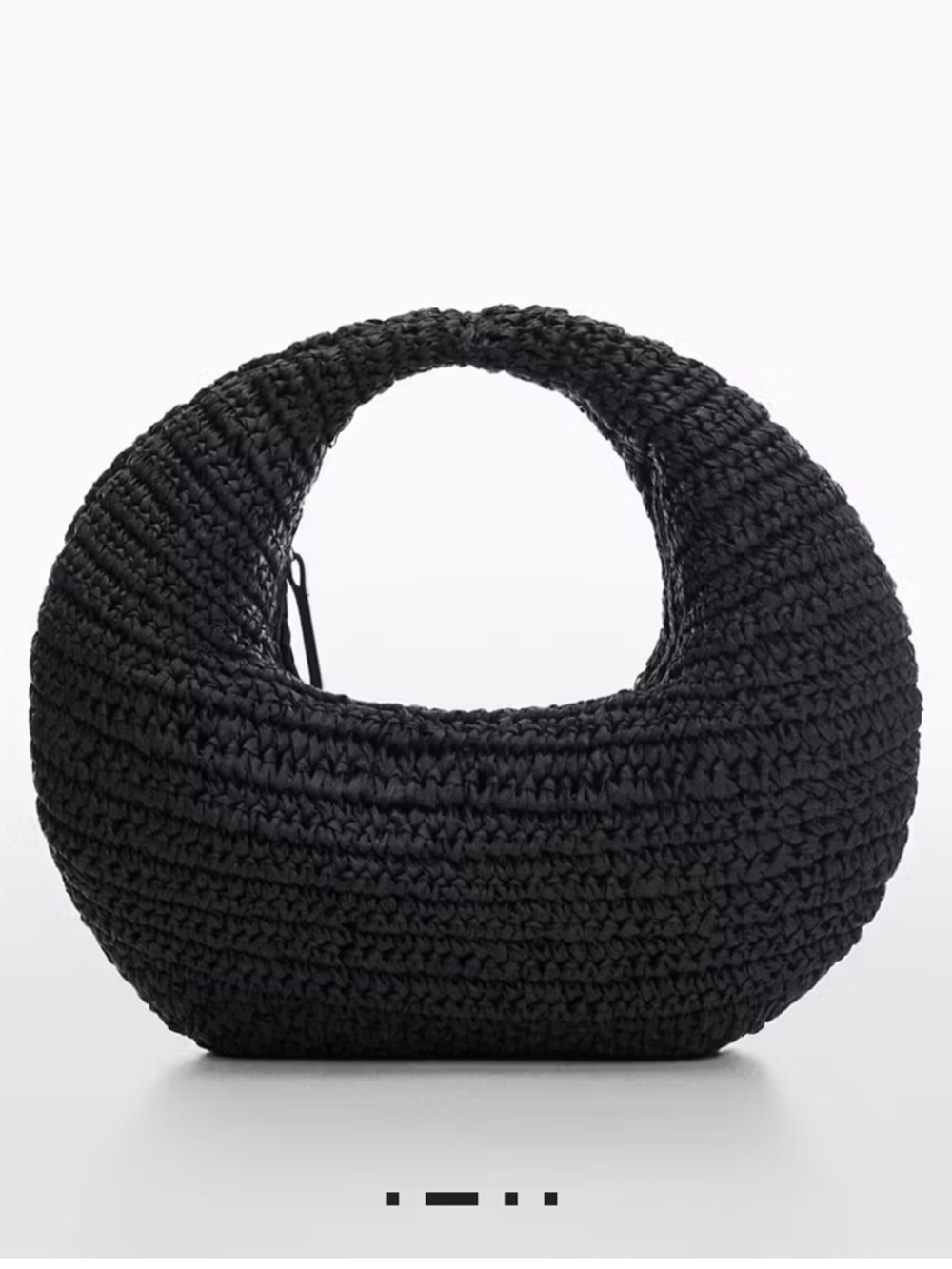 Mango Round Natural Fiber Bag in Black